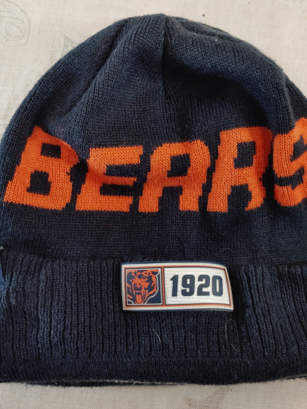 New Era Chicago Bears Navy and Orange Knit Beanie